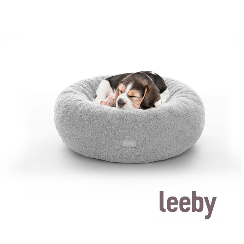 Leeby cama de pelo gris con ovejitas desenfundable para cachorros image number null